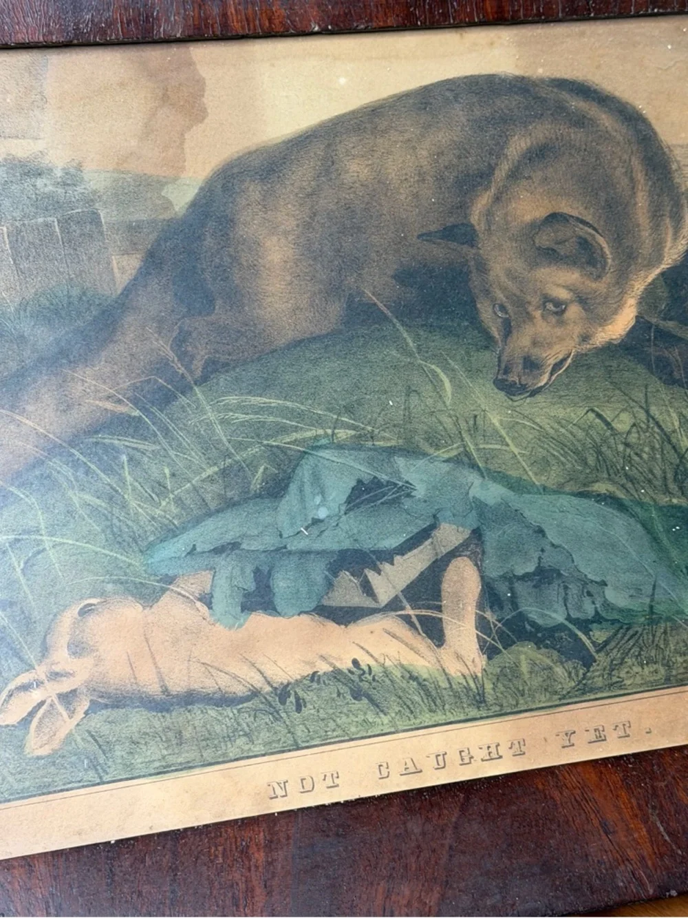 Edwin Landseer Not Caught Yet Framed Wooden Animal Lodge Hunting‎ Rustic Vintage